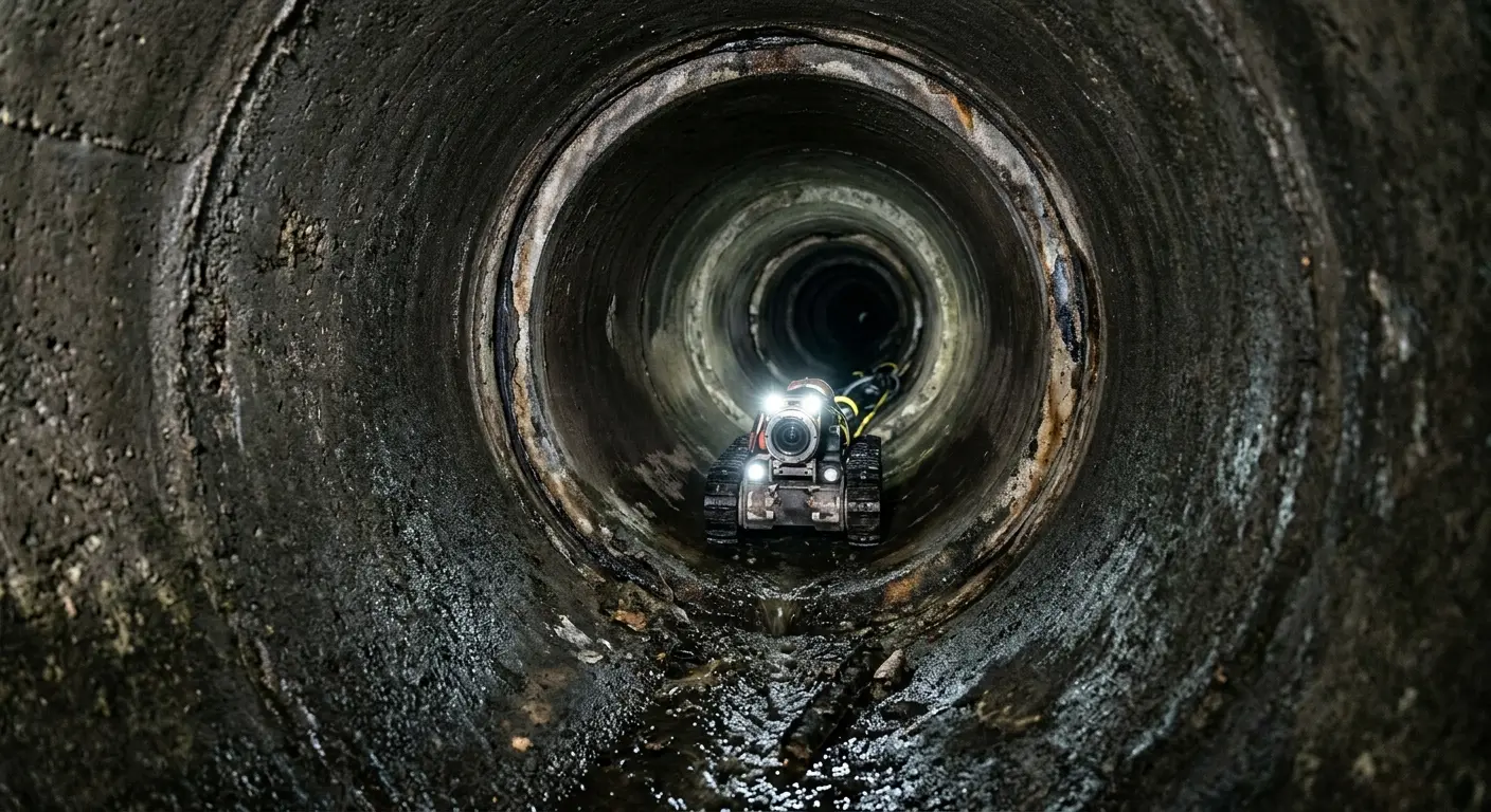 Robotic sewer camera inspecting pipe interior for Sewer Line Repair in Santa Maria